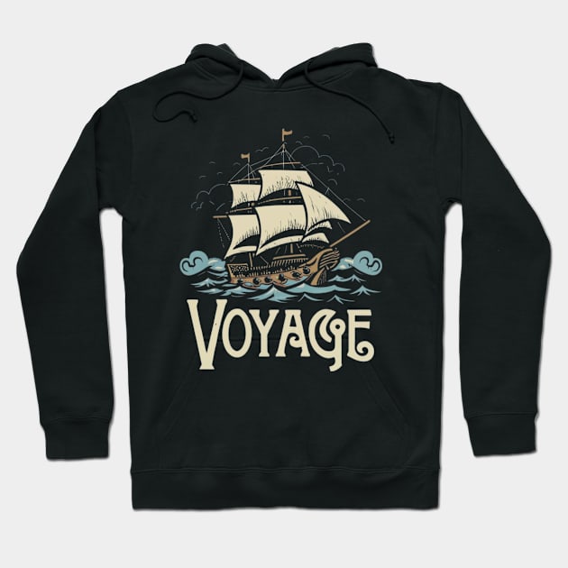 Ship Sailing Through The Deep Blue Sea Artwork Design Hoodie by Abeer Ahmad